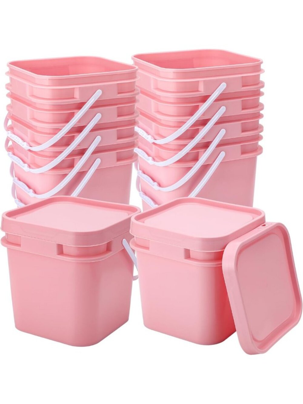 2.2 Gallon Square Bucket with Lid - Food Grade Plastic Utility Pail for